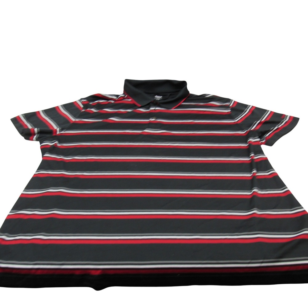 Reebok Golf Mens Polo Shirt Black Red White Stripe Performance Player Series 4XL